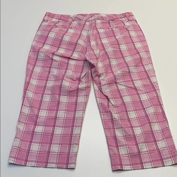 SO STRETCH Womens 11 Pink White Plaid Capri Pants - Picture 3 of 3